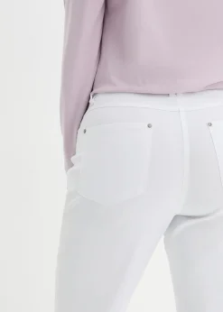 Pantalón elástico de bengalina con cintura cómoda de corte recto
