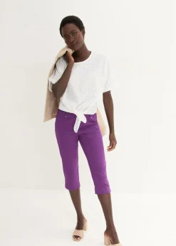 Pantalón elástico de corte capri con cintura elástica