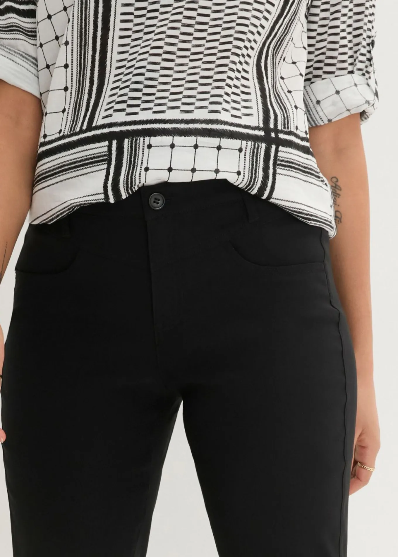 Pantalón elástico de corte recto de bengalina