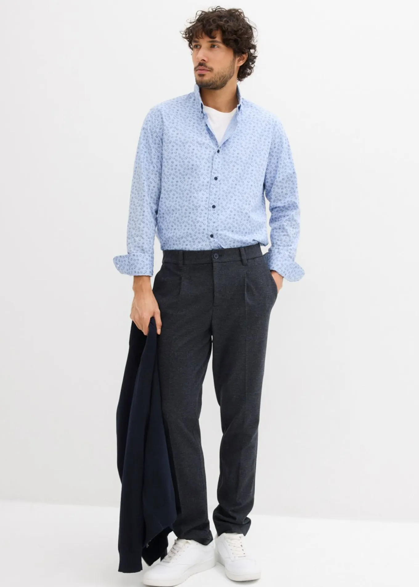 Pantalón elástico de traje con cinturilla cómoda y corte regular