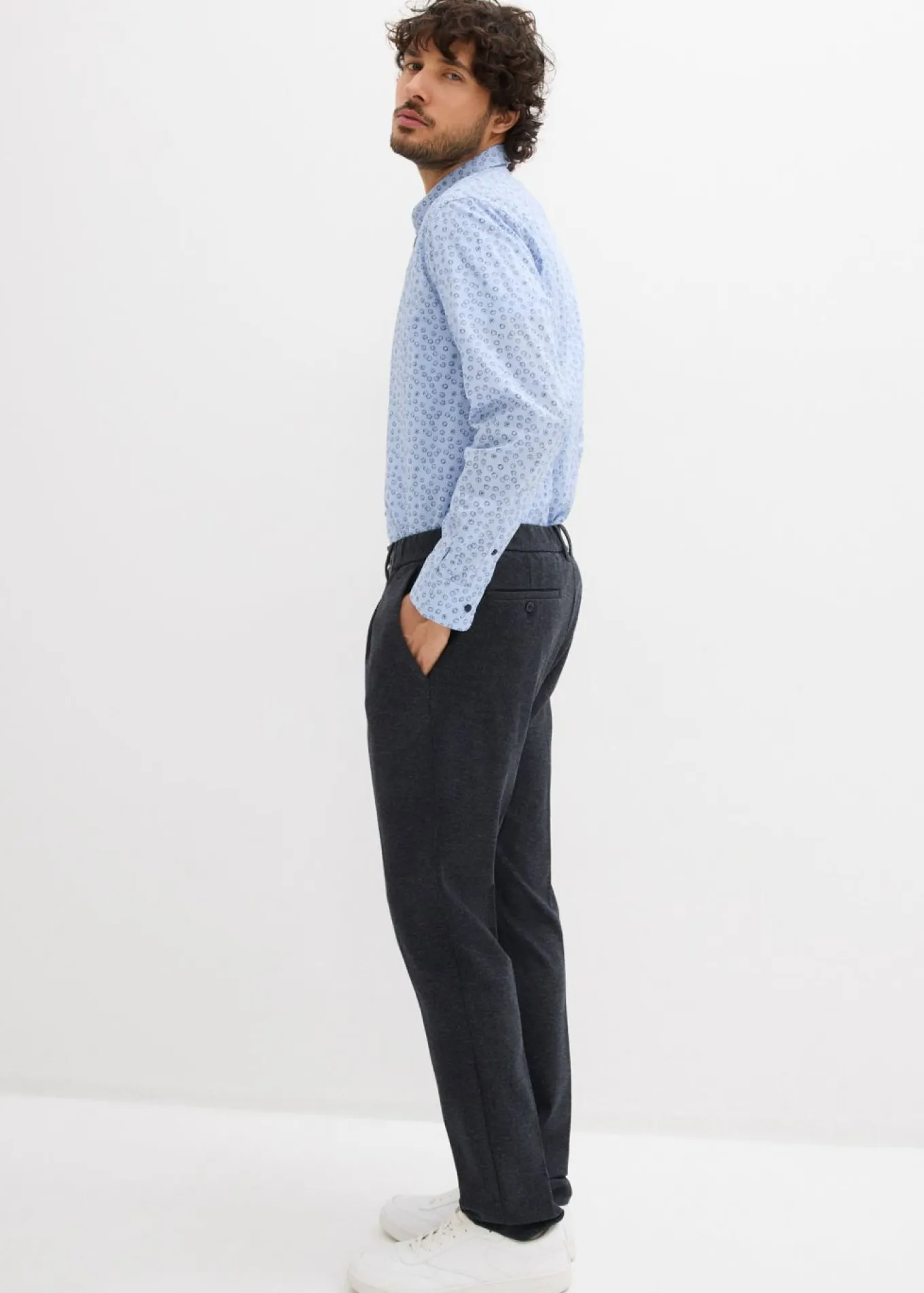 Pantalón elástico de traje con cinturilla cómoda y corte regular
