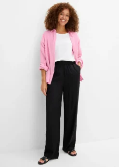 Pantalón elástico de viscosa con cinturilla cómoda