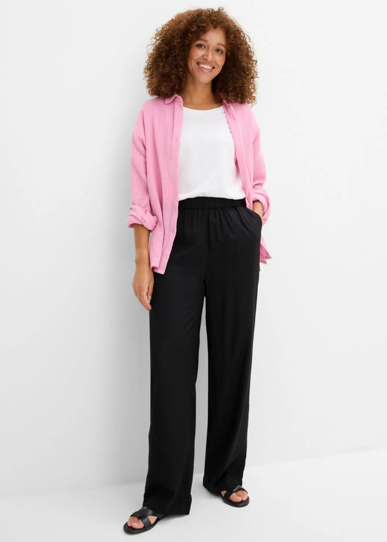 Pantalón elástico de viscosa con cinturilla cómoda