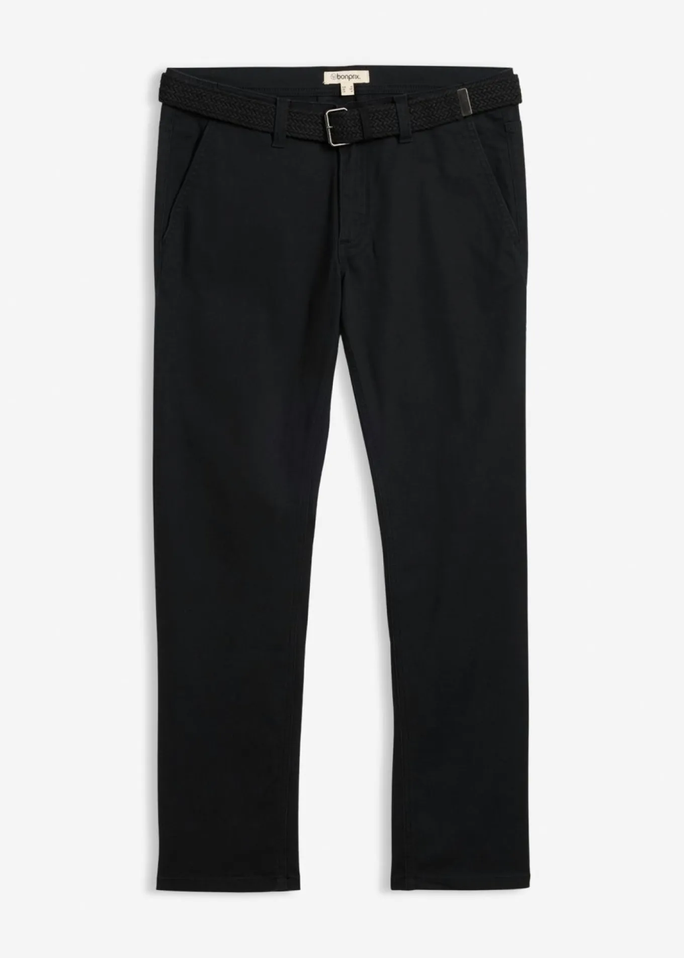 Pantalón elástico tipo chinos con regular, cinturilla elástica, cinturón y forma recta