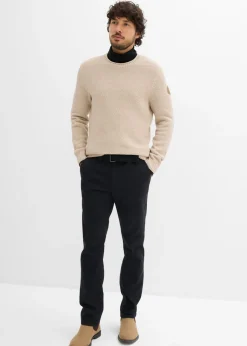 Pantalón elástico tipo chinos con regular, cinturilla elástica, cinturón y forma recta
