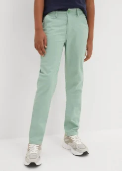 Pantalón elástico tipo chino con cintura ajustable y corte ajustado/recto