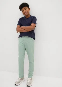 Pantalón elástico tipo chino con cintura ajustable y corte ajustado/recto
