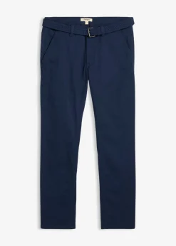 Pantalón elástico tipo chinos con regular, cinturilla elástica, cinturón y forma recta