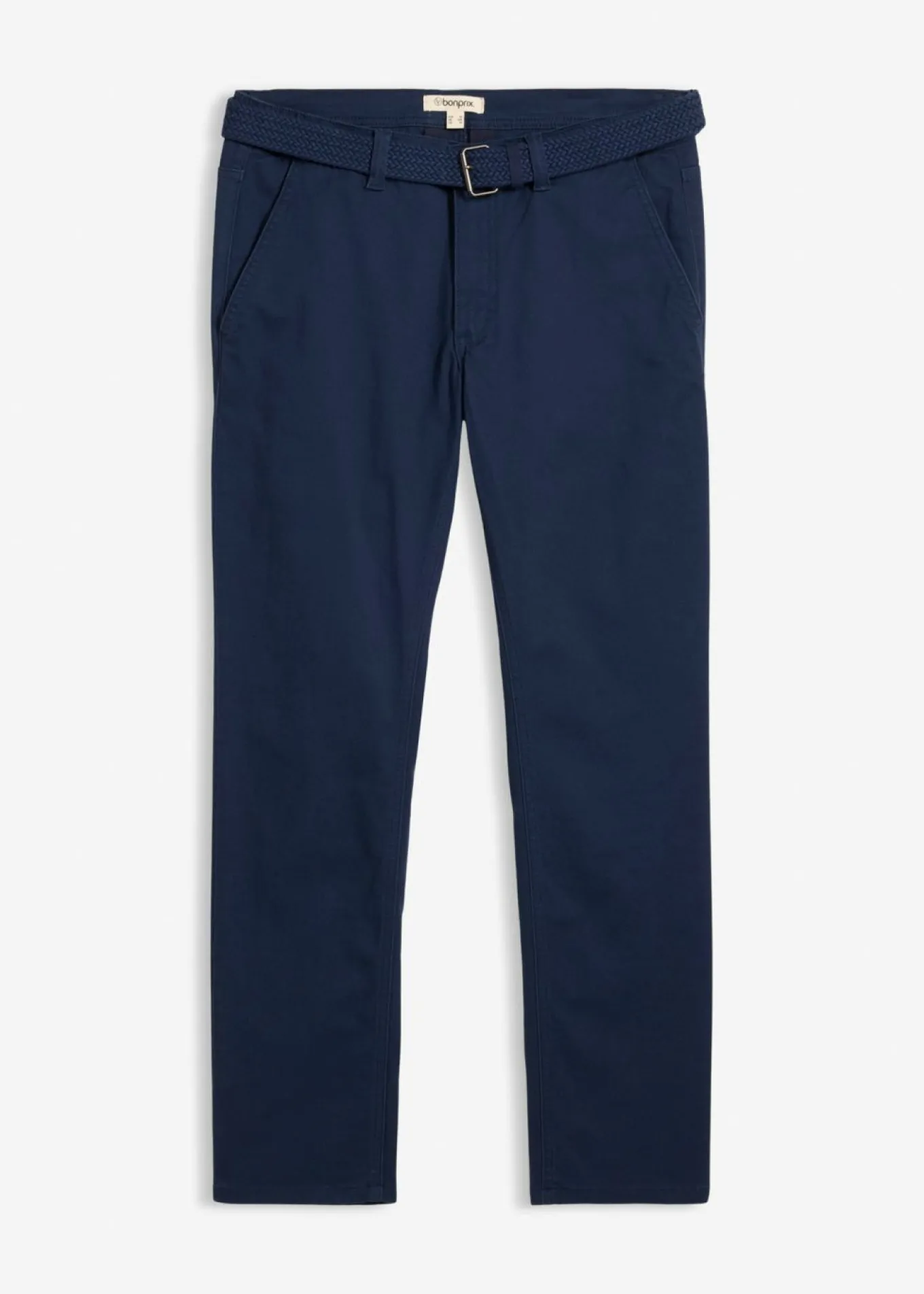 Pantalón elástico tipo chinos con regular, cinturilla elástica, cinturón y forma recta
