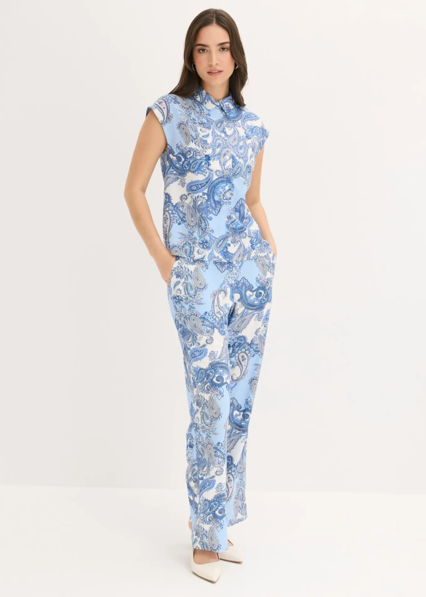 Pantalón estampado de viscosa fluida
