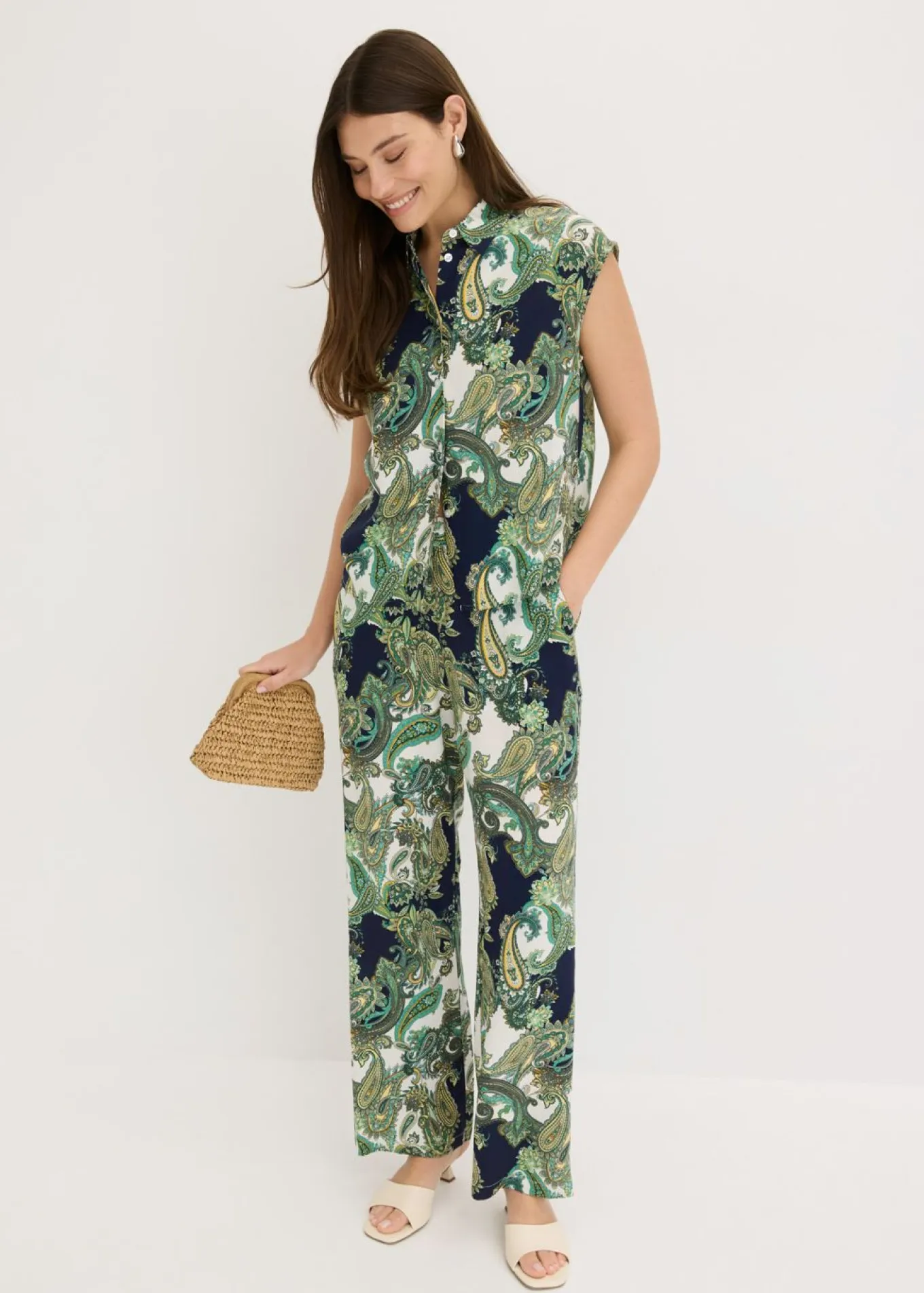 Pantalón estampado de viscosa fluida