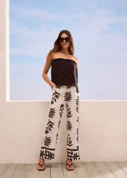 Pantalón estampado de viscosa fluida