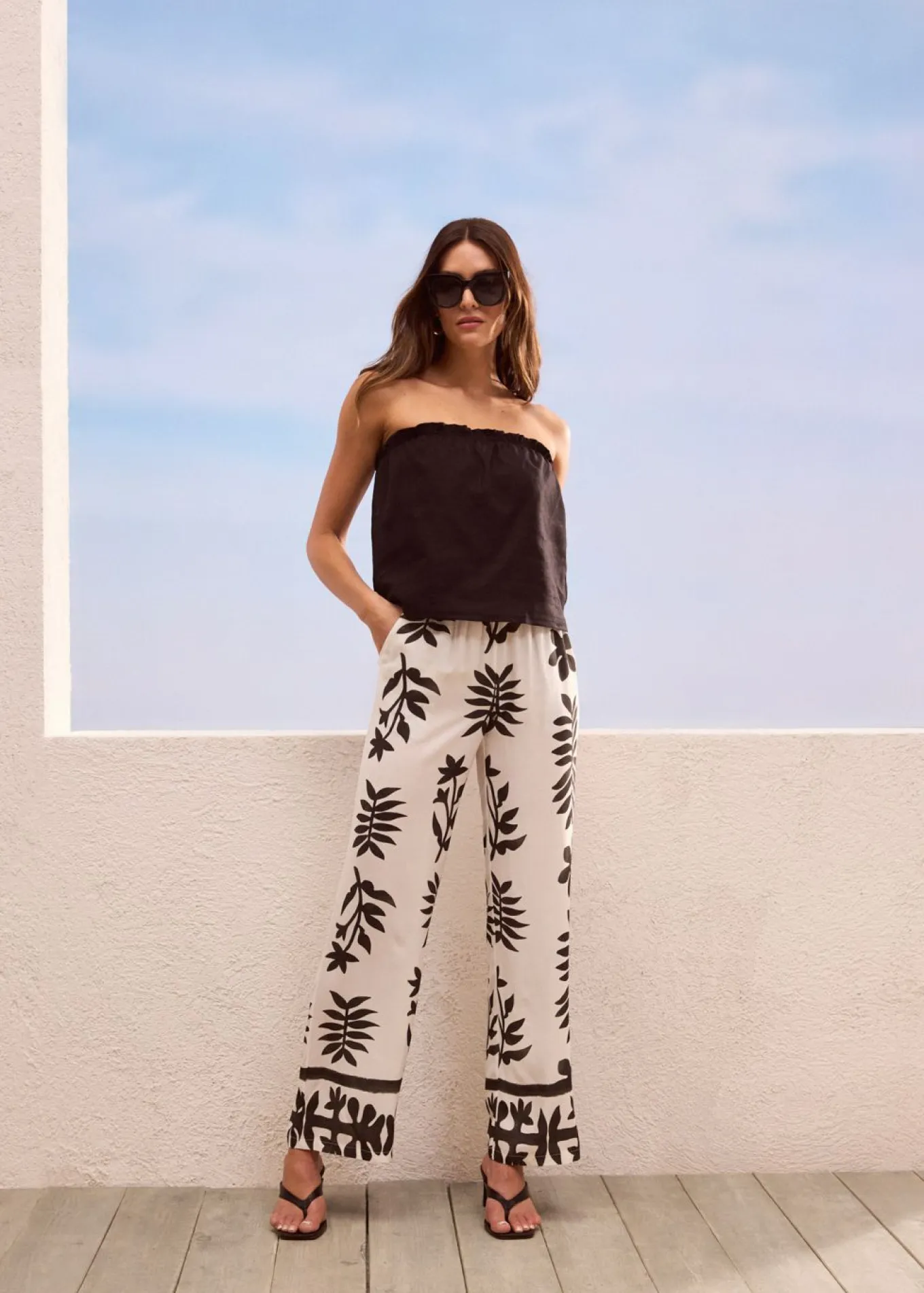 Pantalón estampado de viscosa fluida