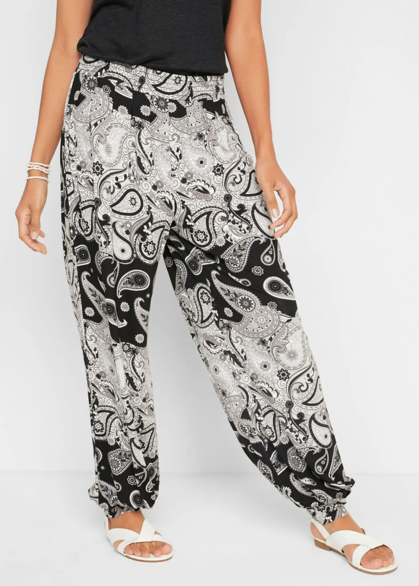 Pantalón harem de punto de mezcla de viscosa fluida