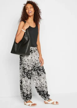 Pantalón harem de punto de mezcla de viscosa fluida