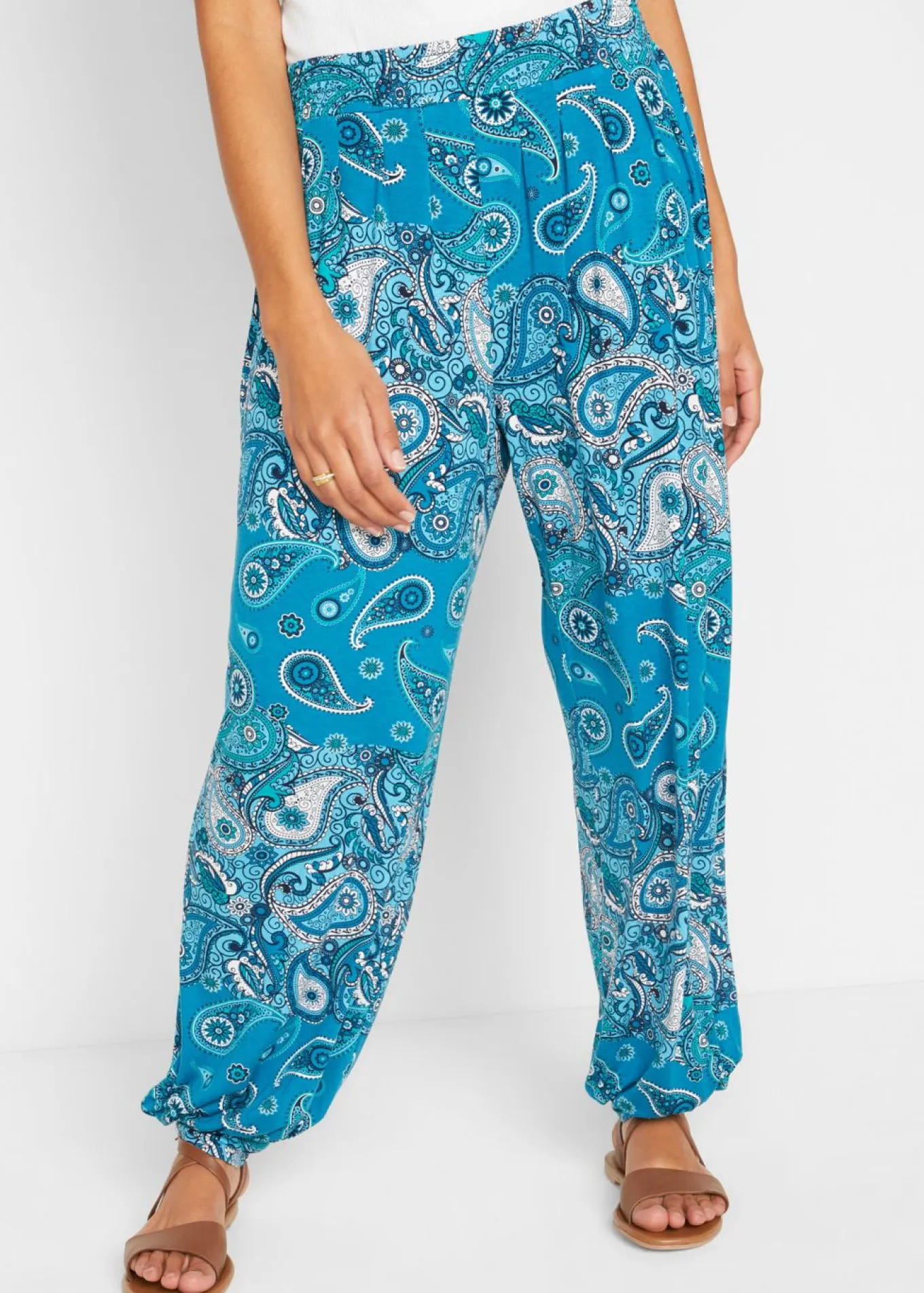Pantalón harem de punto de mezcla de viscosa fluida
