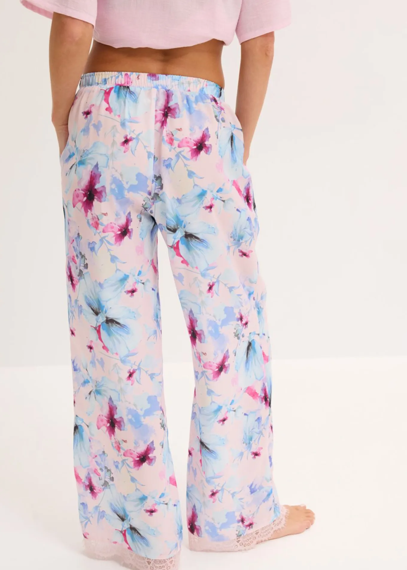 Pantalón largo de pijama de satén brillante