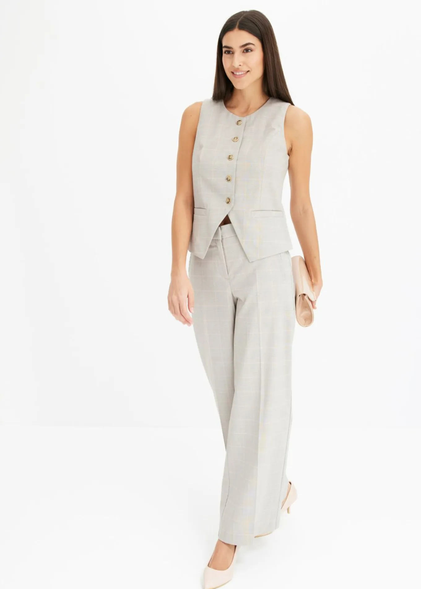 Pantalón Marlene con viscosa de cuadro galés