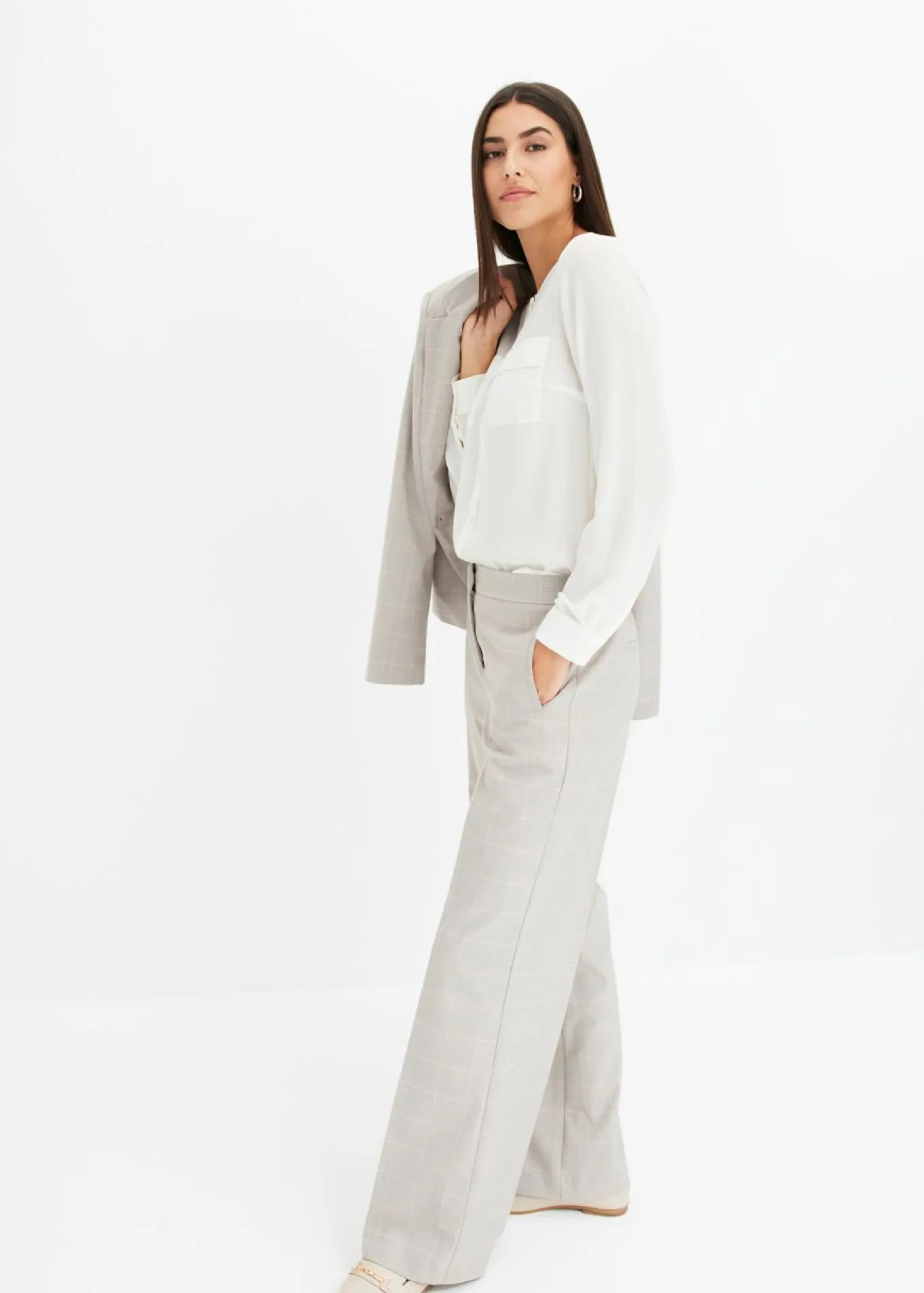 Pantalón Marlene con viscosa de cuadro galés