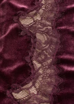 Pantalón Marlene de terciopelo suave con inserción de encaje
