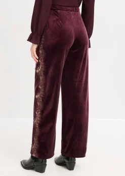 Pantalón Marlene de terciopelo suave con inserción de encaje