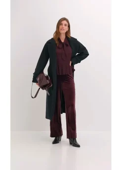 Pantalón Marlene de terciopelo suave con inserción de encaje