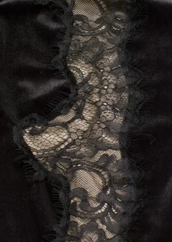 Pantalón Marlene de terciopelo suave con inserción de encaje