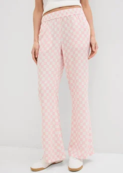 Pantalón Marlene de viscosa fluida con estampado de cuadros