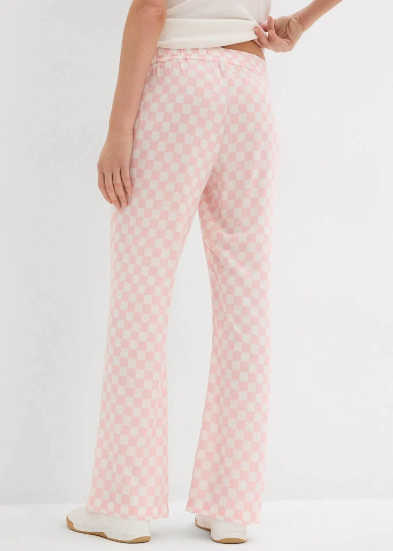 Pantalón Marlene de viscosa fluida con estampado de cuadros