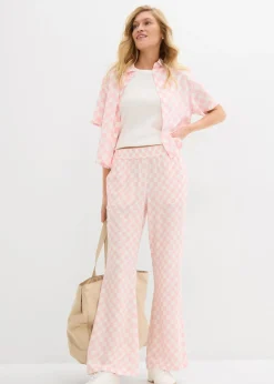 Pantalón Marlene de viscosa fluida con estampado de cuadros