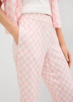 Pantalón Marlene de viscosa fluida con estampado de cuadros