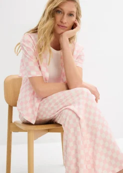 Pantalón Marlene de viscosa fluida con estampado de cuadros