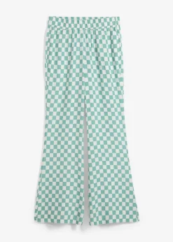 Pantalón Marlene de viscosa fluida con estampado de cuadros