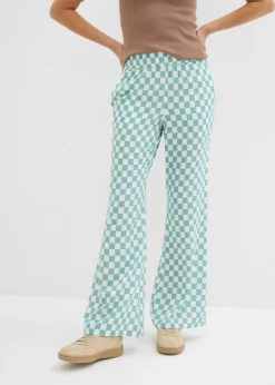 Pantalón Marlene de viscosa fluida con estampado de cuadros