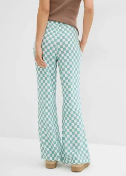 Pantalón Marlene de viscosa fluida con estampado de cuadros