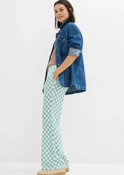 Pantalón Marlene de viscosa fluida con estampado de cuadros