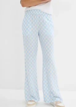 Pantalón Marlene de viscosa fluida con estampado de cuadros