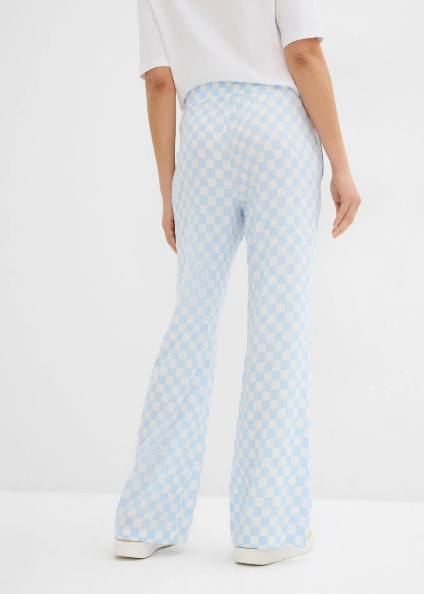 Pantalón Marlene de viscosa fluida con estampado de cuadros