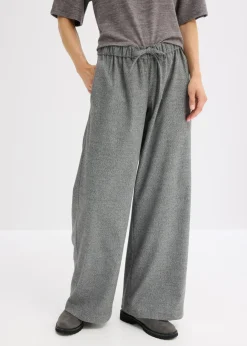 Pantalón palazzo con aspecto de lana