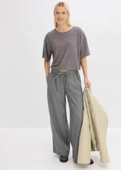 Pantalón palazzo con aspecto de lana