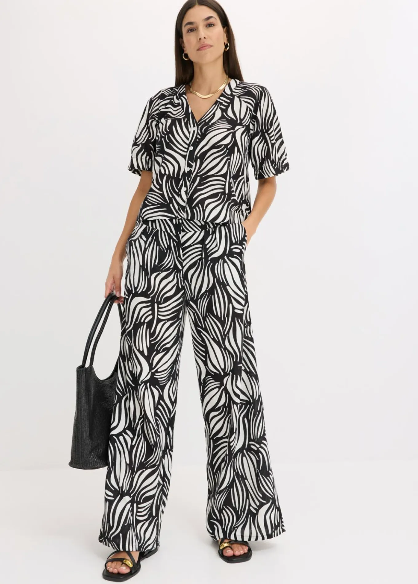 Pantalón palazzo con cintura cómoda