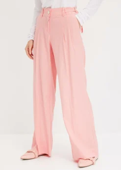 Pantalón palazzo de mezcla de lino ligero