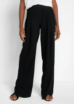 Pantalón palazzo de mezcla ligera de viscosa y lino