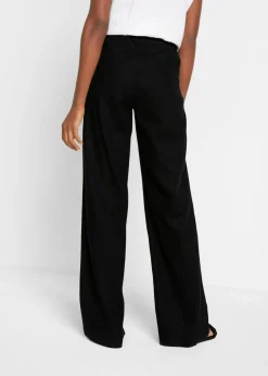 Pantalón palazzo de mezcla ligera de viscosa y lino