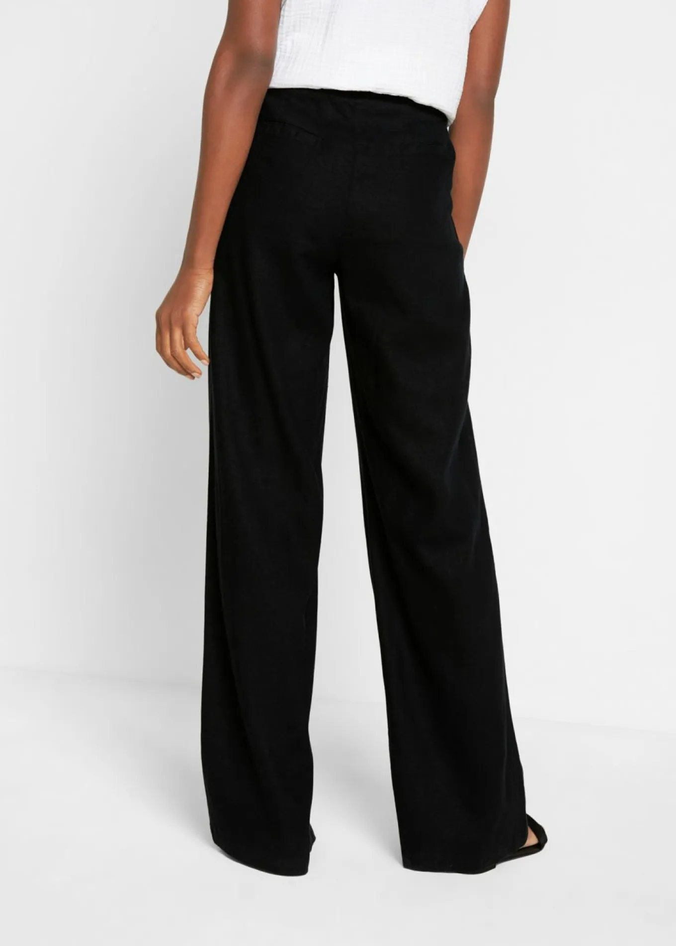 Pantalón palazzo de mezcla ligera de viscosa y lino