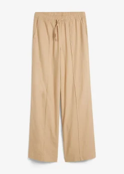 Pantalón palazzo de mezcla ligera de viscosa y lino