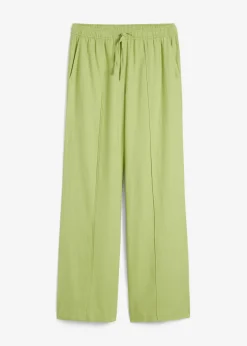 Pantalón palazzo de mezcla ligera de viscosa y lino