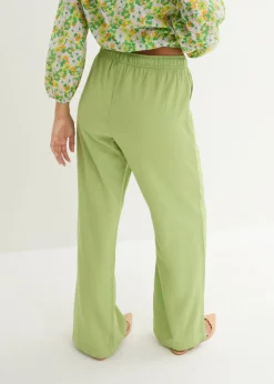 Pantalón palazzo de mezcla ligera de viscosa y lino