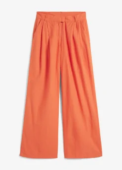 Pantalón palazzo de mezcla ligera de viscosa y lino