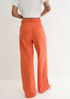 Pantalón palazzo de mezcla ligera de viscosa y lino